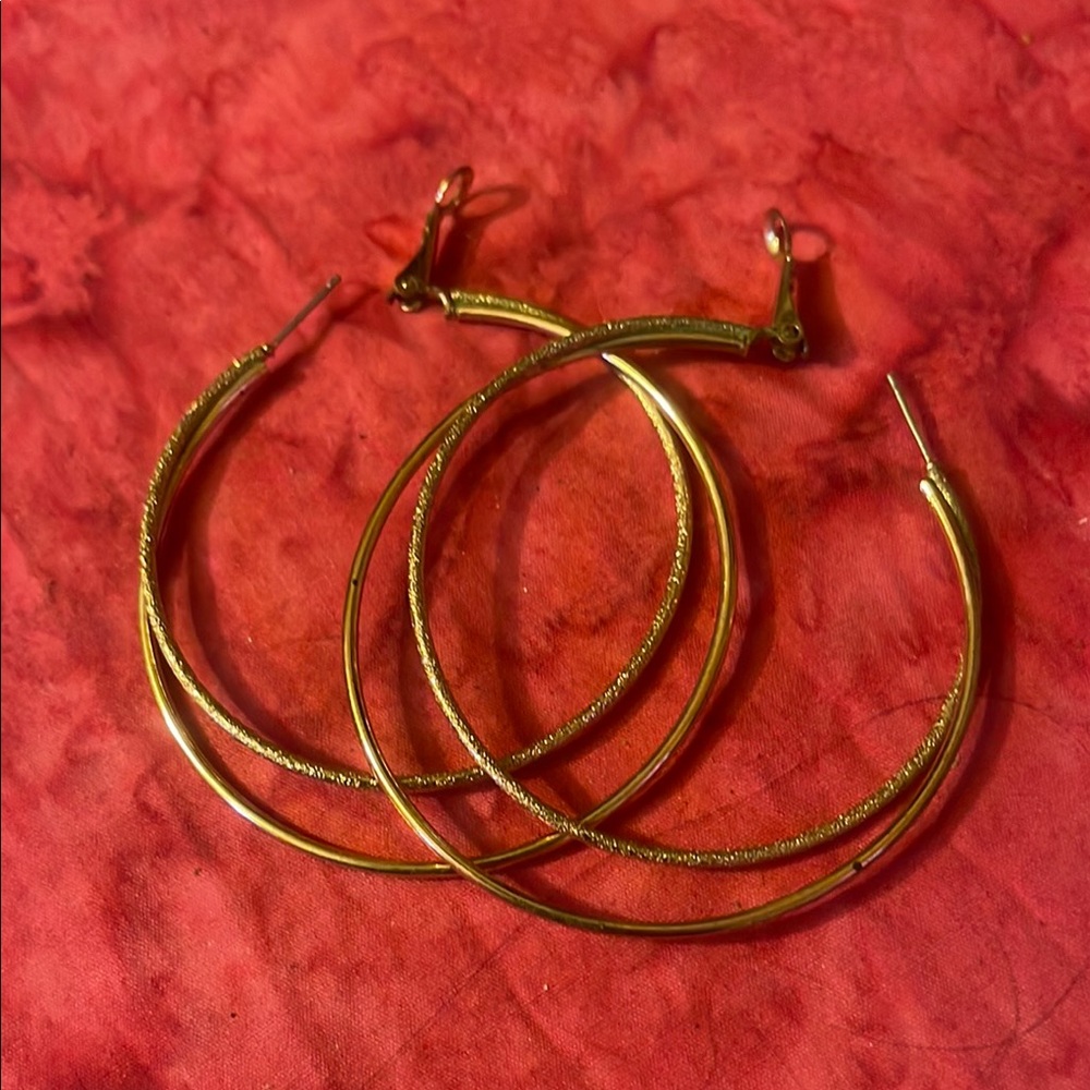 Double  Gold Hoop Earrings